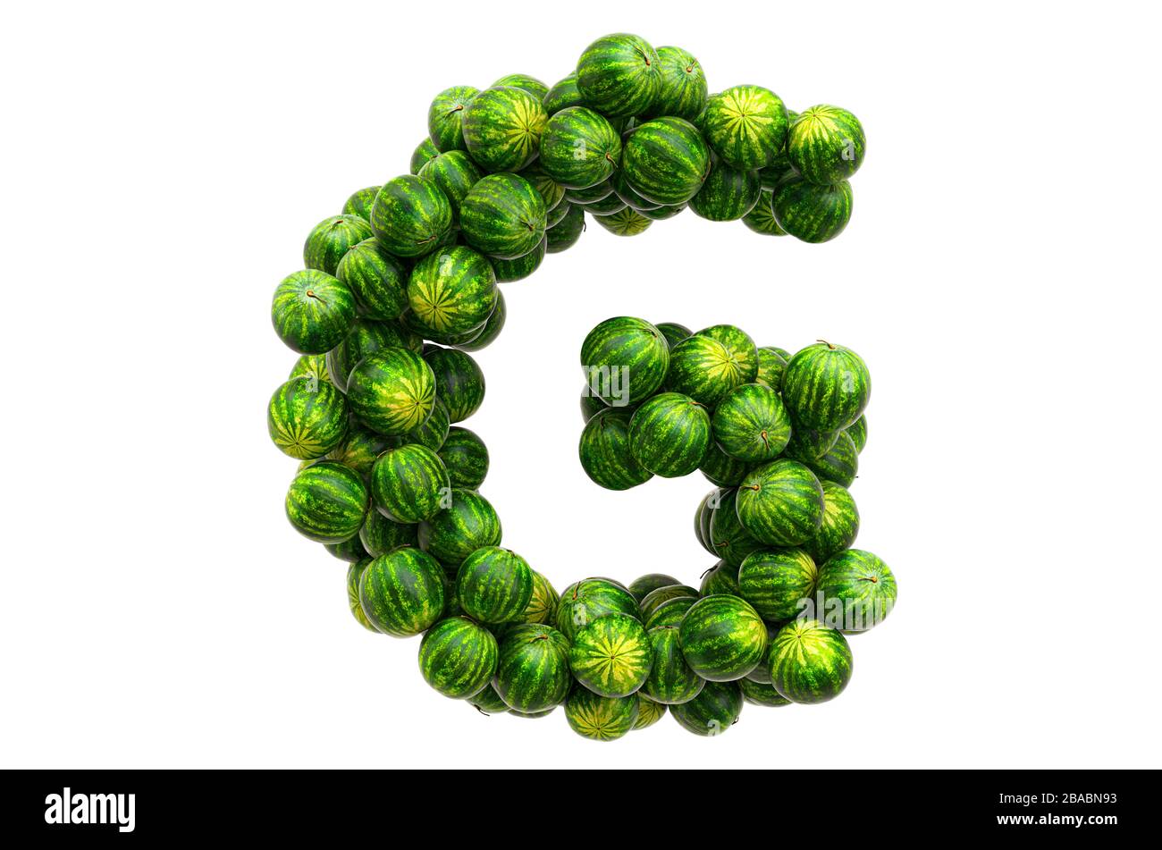 Letter G from watermelons. 3D rendering isolated on white background ...