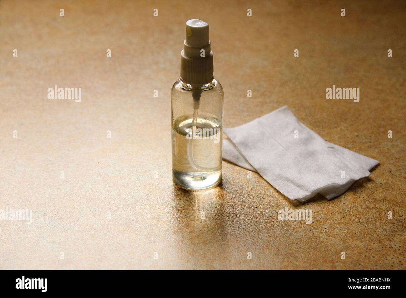 hand spray antiseptic for disinfection of hands from viruses and bacteria Stock Photo