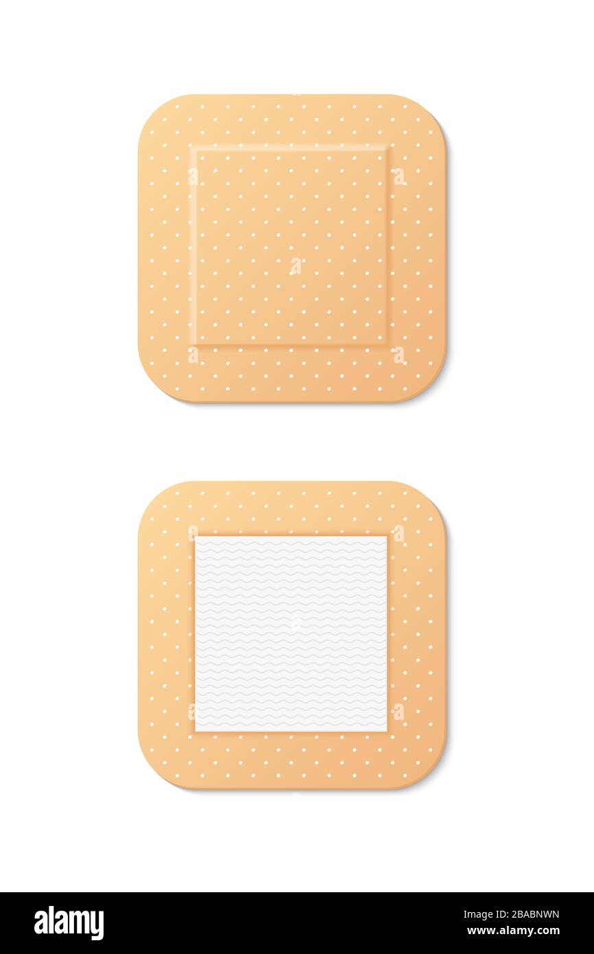 Big square medical plaster realistic icon. First aid kit, healing ...