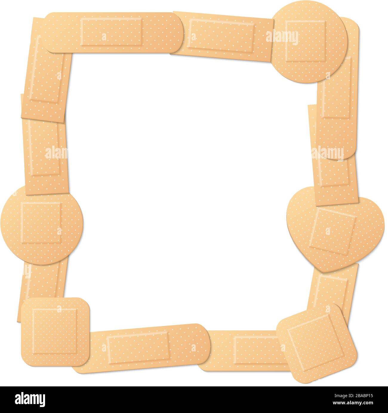 Adhesive plasters that form a frame. Isolated vector illustration on white background. Stock Vector