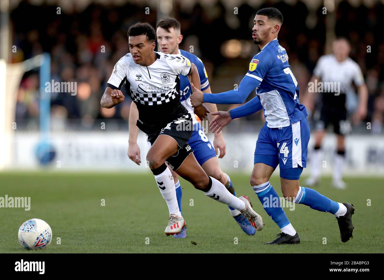 Coventry City's Sam McCallum (left) in action with Bristol Rovers' Josh Ginnelly Stock Photo