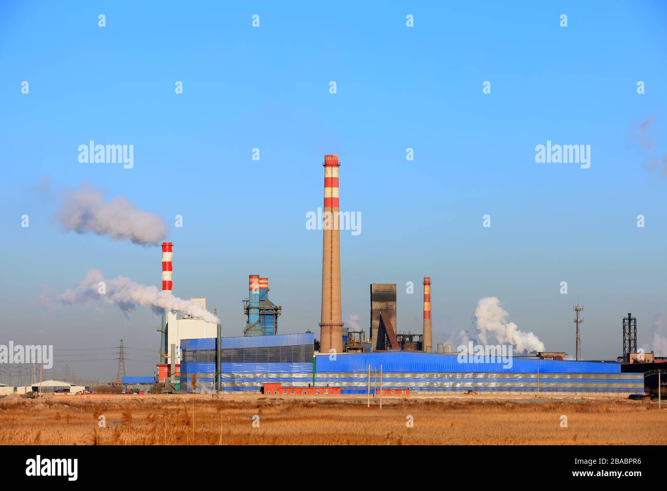 Steel mills and thermal power plant Stock Photo - Alamy