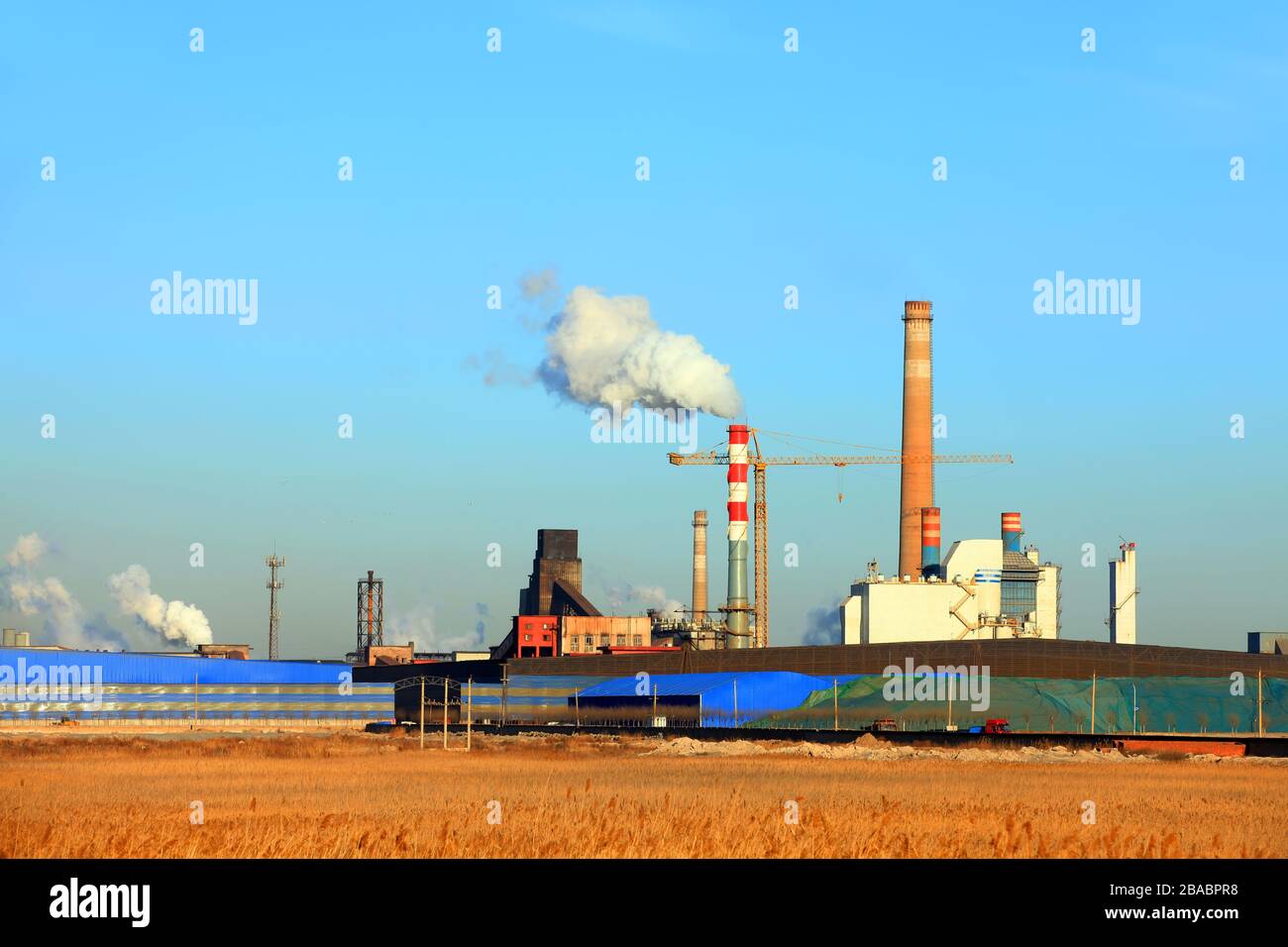 Steel mills and thermal power plant Stock Photo - Alamy