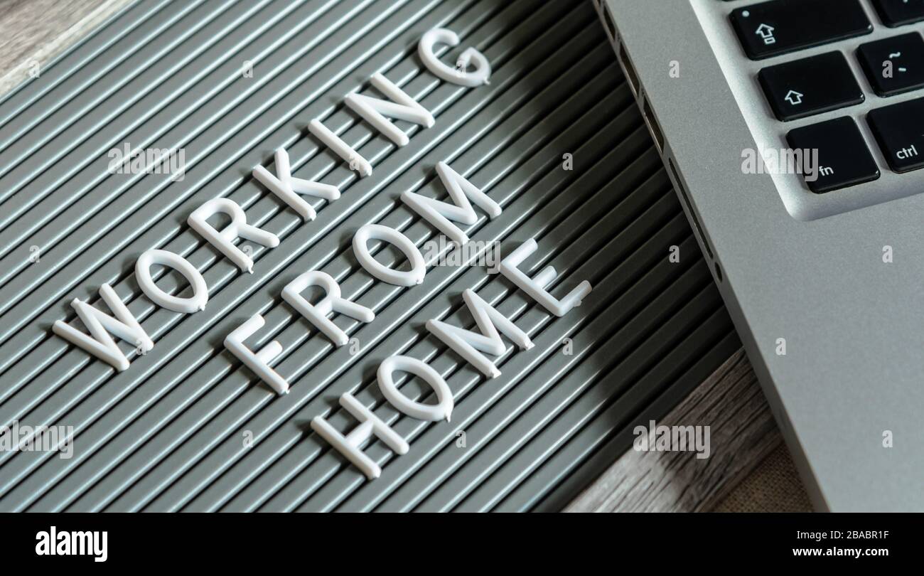 Typesetting Board With Text Working From Home Laptop And Pen On The Desk Working At Home During Quarantine Concept Covid 19 Stock Photo Alamy