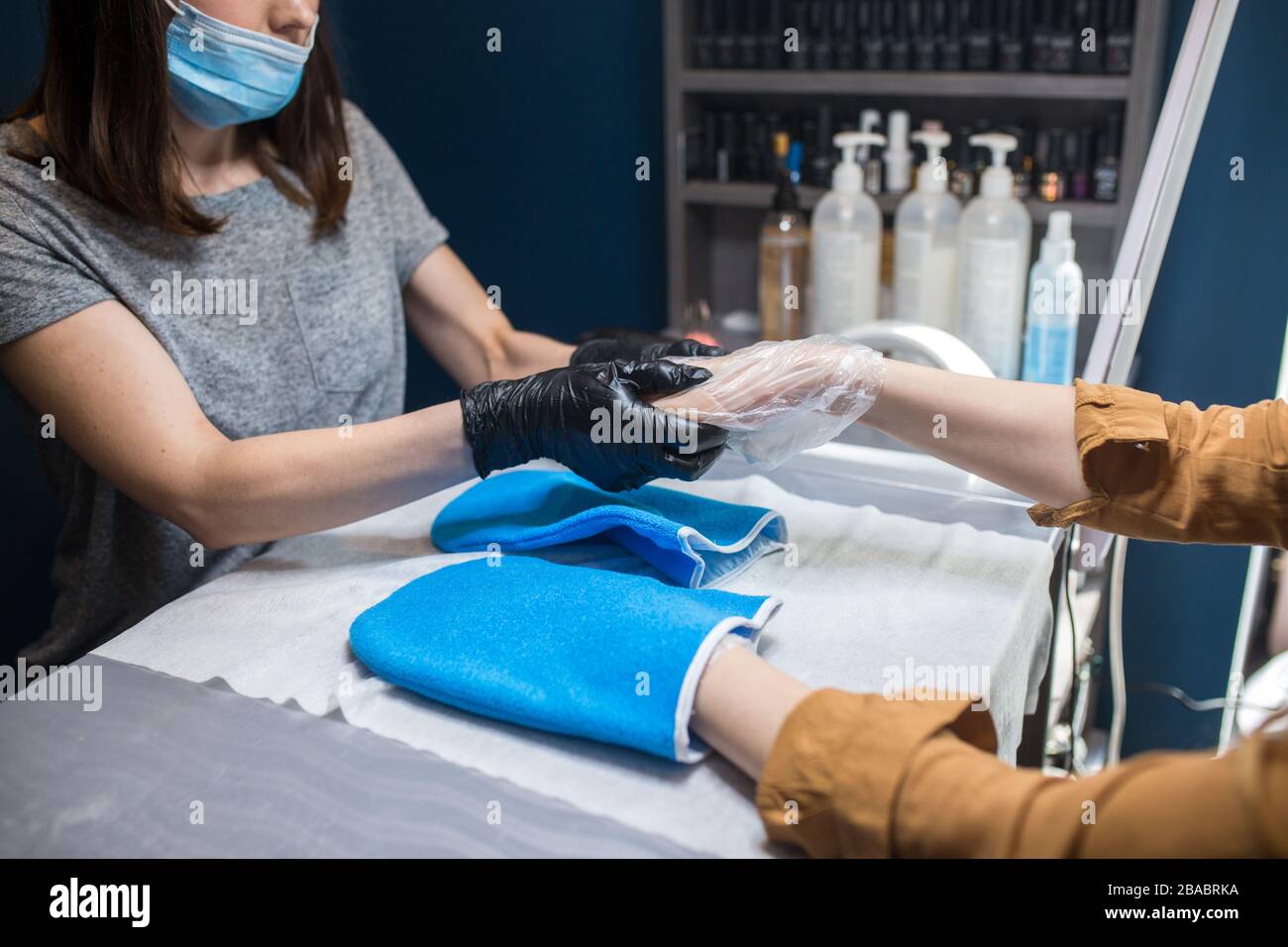 Spa Salon. Manicure. Paraffin Hand Bath. process paraffin treatment