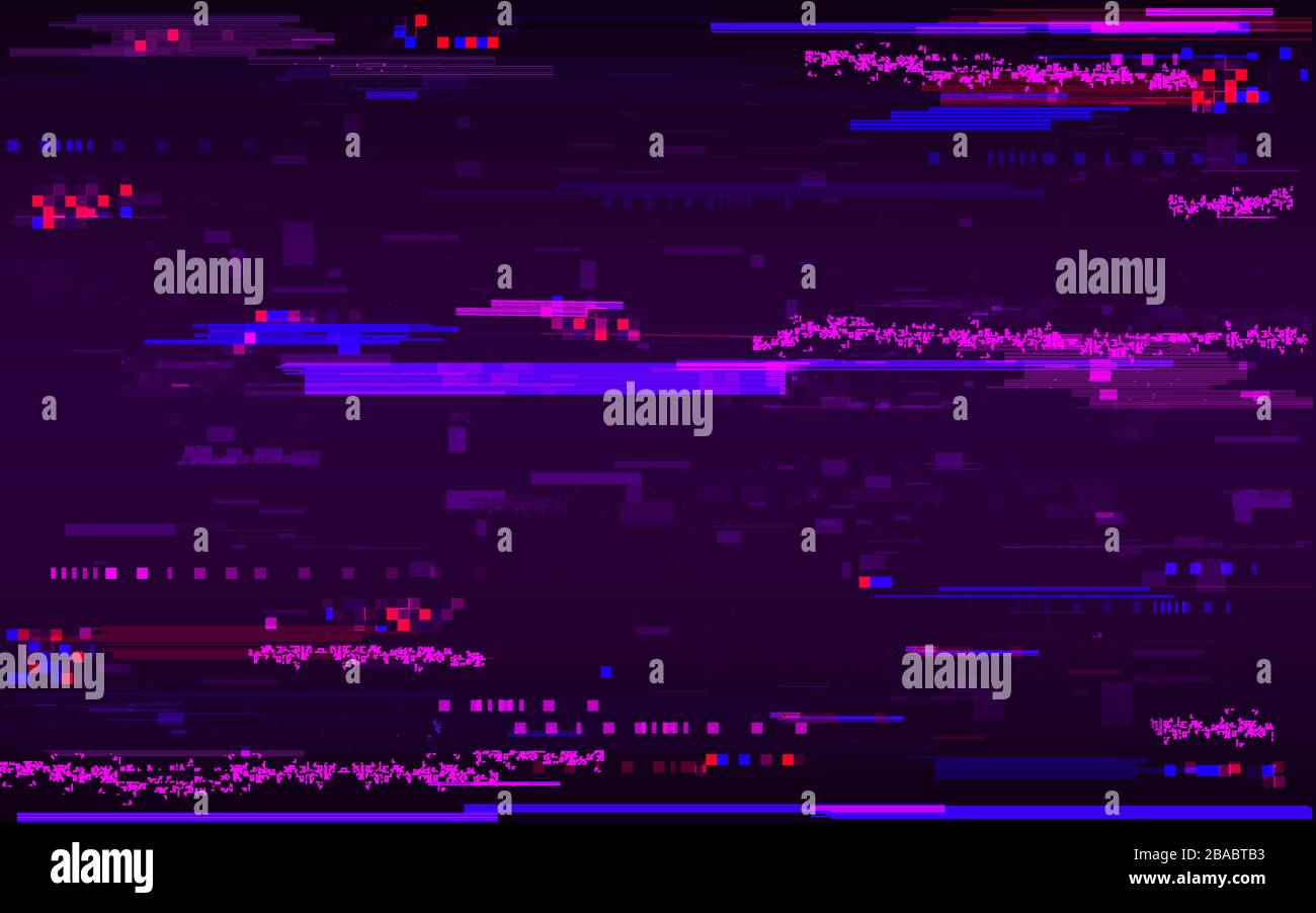 Glitch distortion template. Abstract color pixel noise. Digital lines ...
