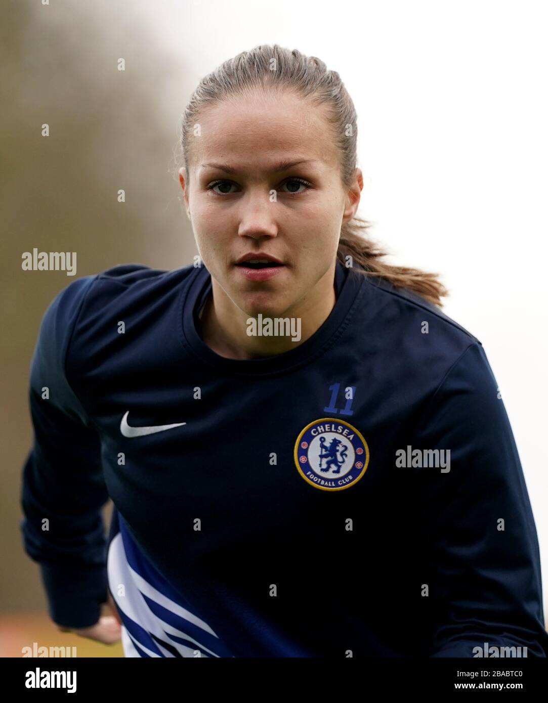 Chelsea's Guro Reiten during the warm up at Kingsmeadow Stock Photo