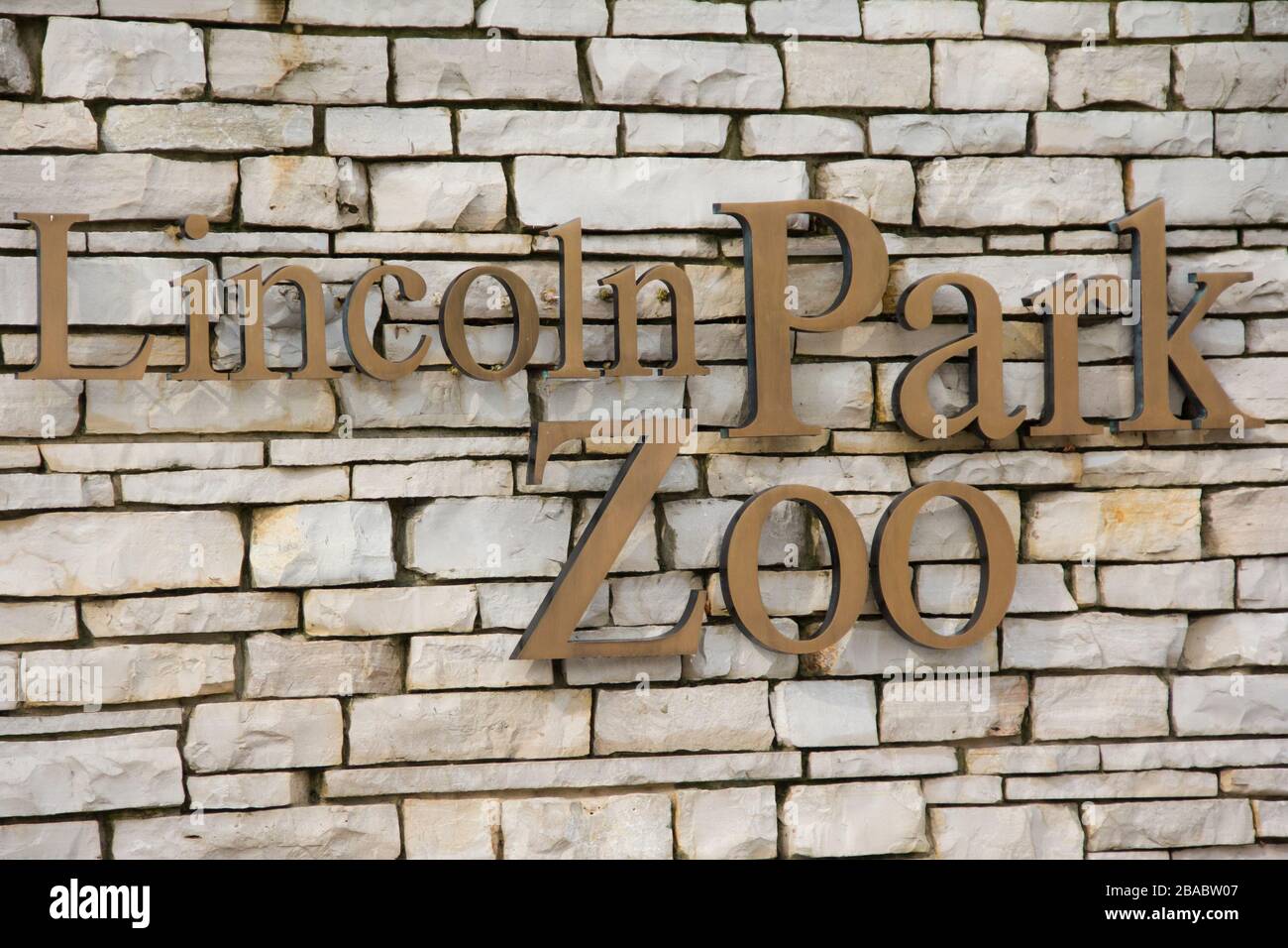 Inscription of Lincoln Park Zoo, Lincoln Park, Chicago, Illinois, USA Stock Photo