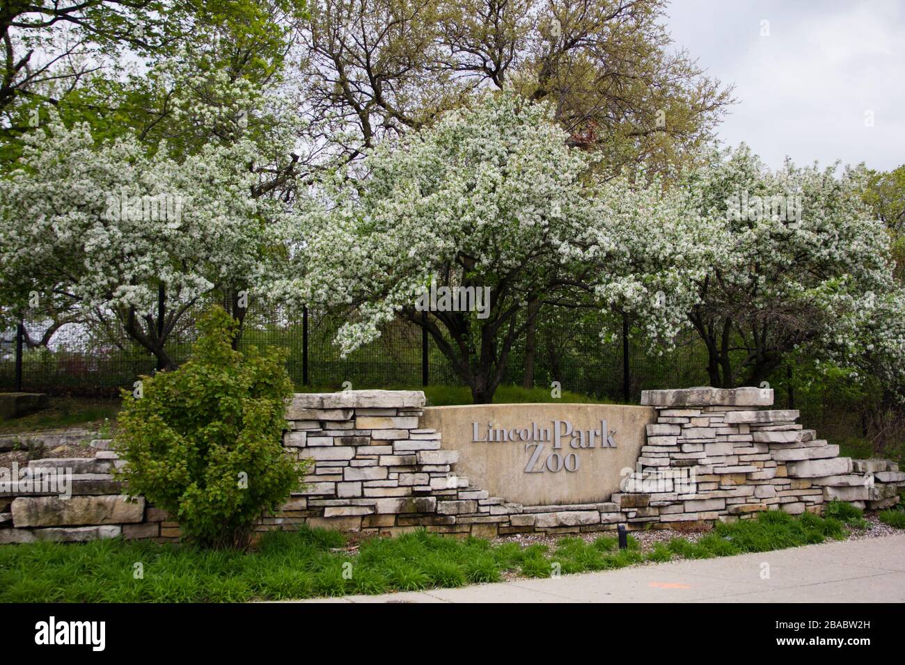 Inscription of Lincoln Park Zoo, Lincoln Park, Chicago, Illinois, USA Stock Photo