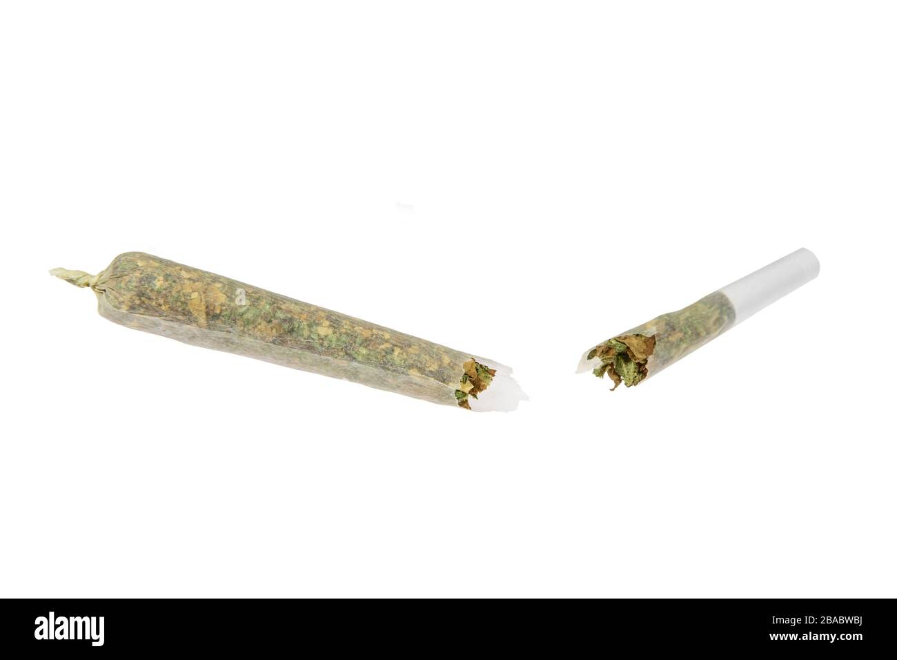 Broken marijuana joint isolated on white background Stock Photo Alamy