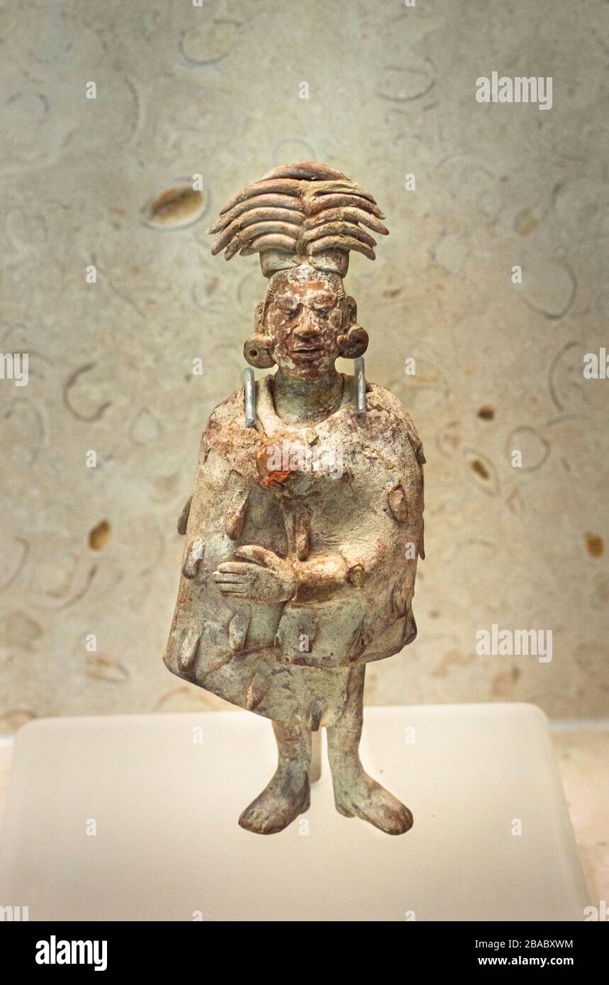 Maya Jaina figurine which was part of a burial site in Campeche. Stock Photo