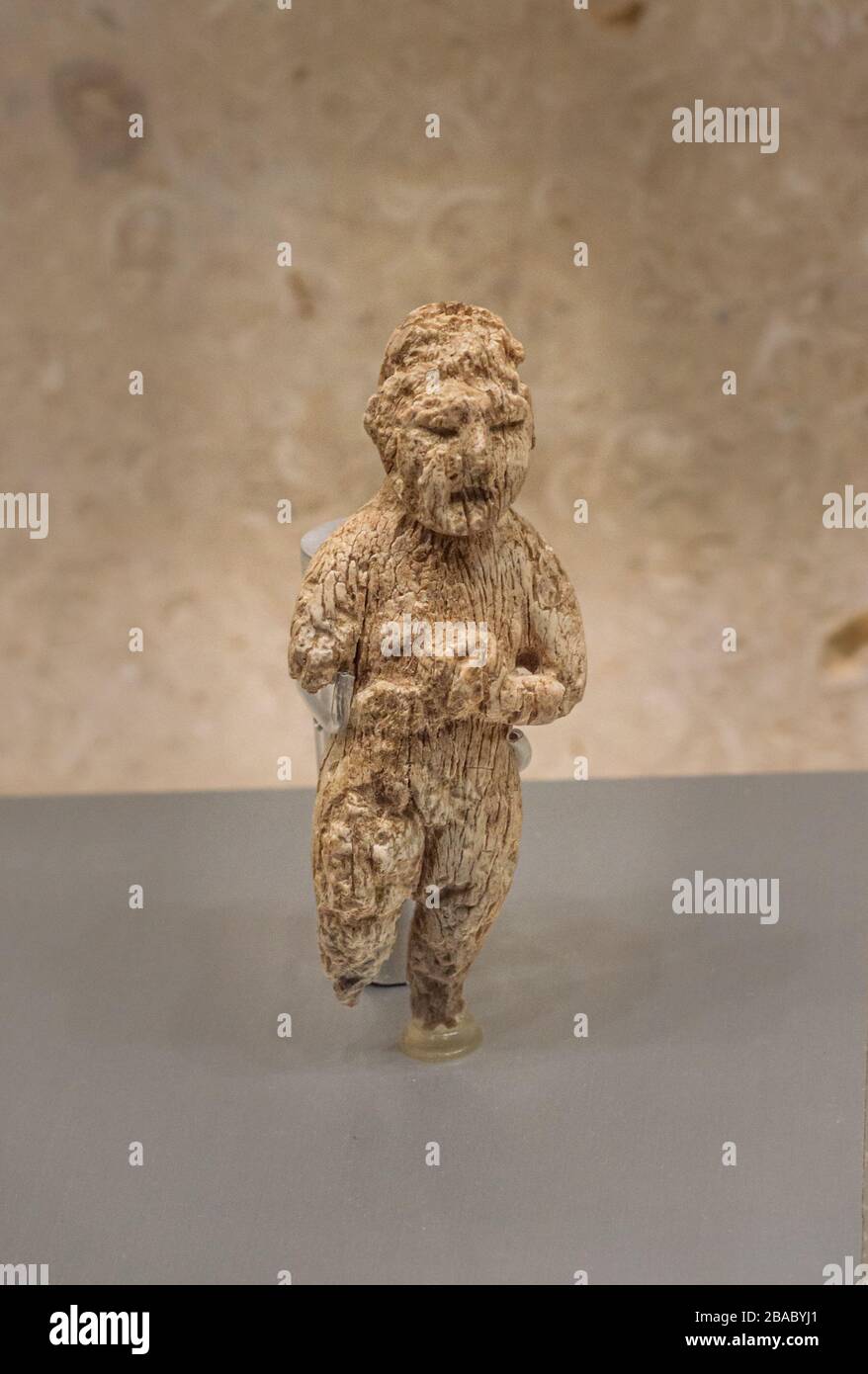 Anthropomorphic Maya figure.Artifact carved in bone. Gran museo del mundo Maya, Merida, Yucatan, Mexico. Stock Photo