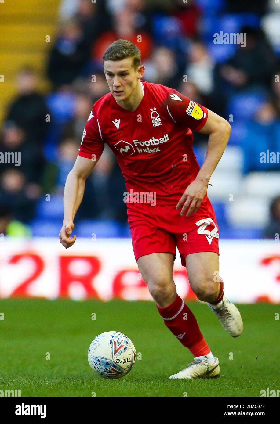 Nottingham Forest's Ryan Yates during the Sky Bet Championship at St Andrew's Trillion Trophy Stadium Stock Photo