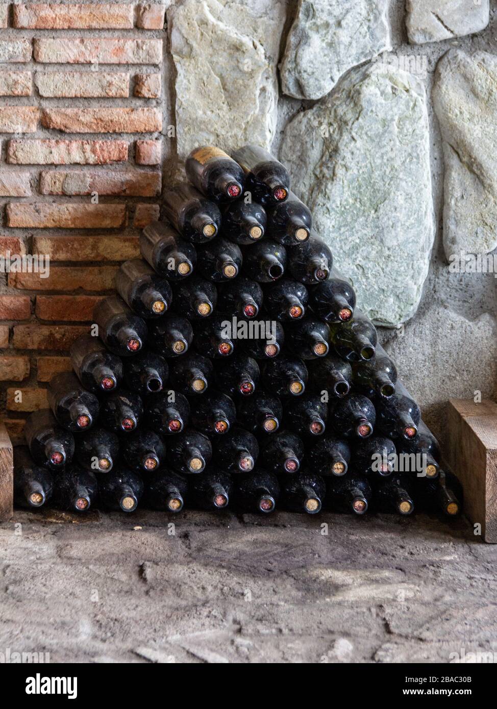 July 6, 2019 Sekhnika Winery, Kakheti, Wine bottles stacked