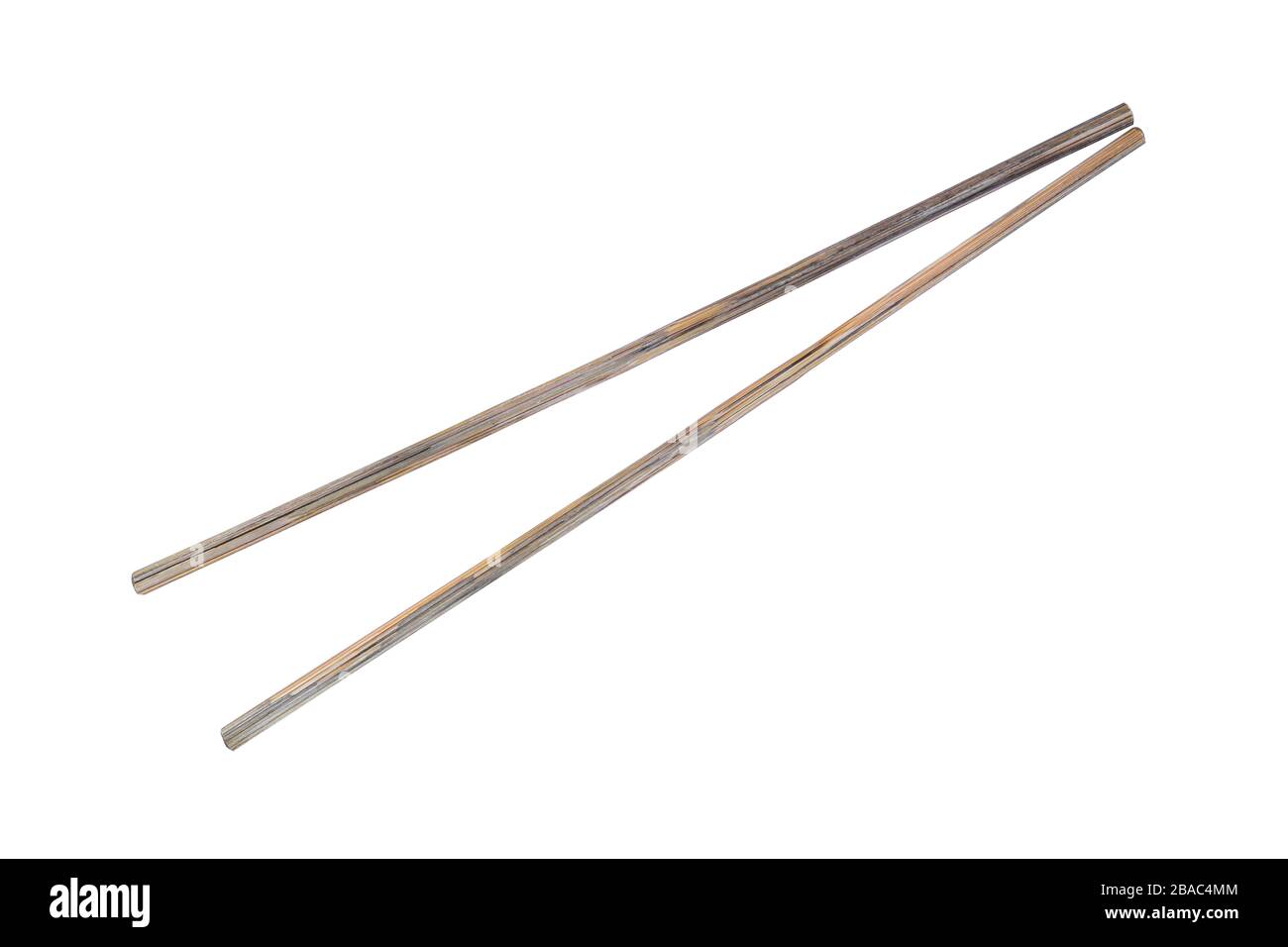 Old chopsticks isolated on white background, object with clipping path. Stock Photo