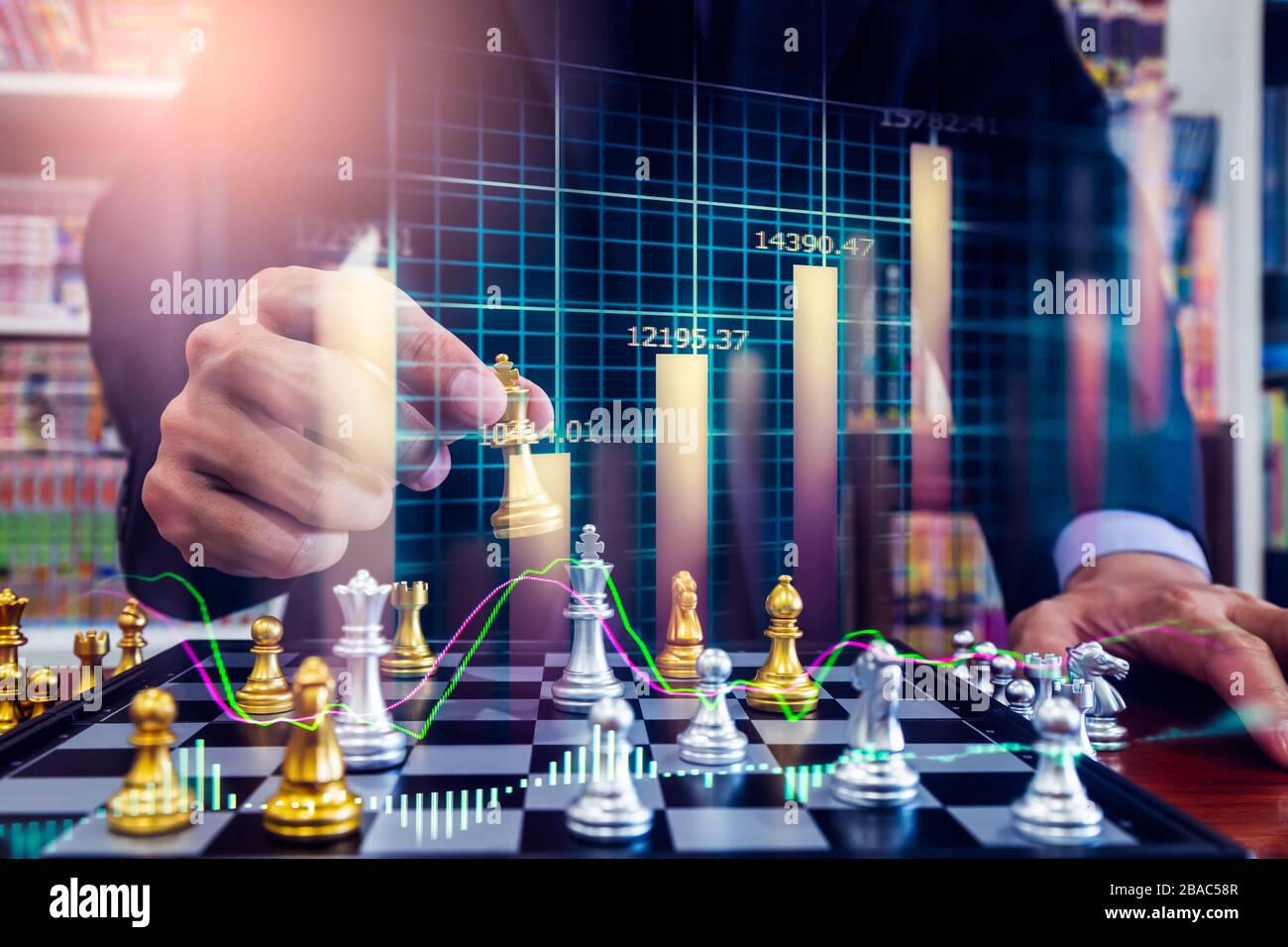chess game on board indicators chart forex and graph stock market finance  investment business digital marketing finance concept Stock Photo - Alamy