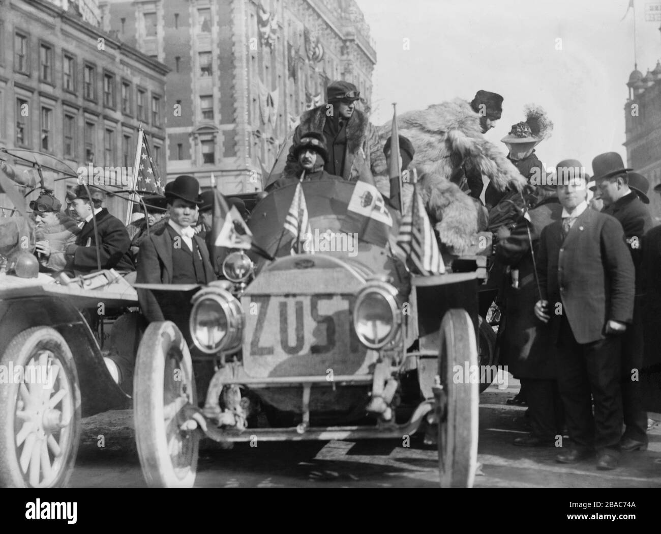 The start of the 1908 'New York to Paris Race' in New York City, Feb. 2 ...
