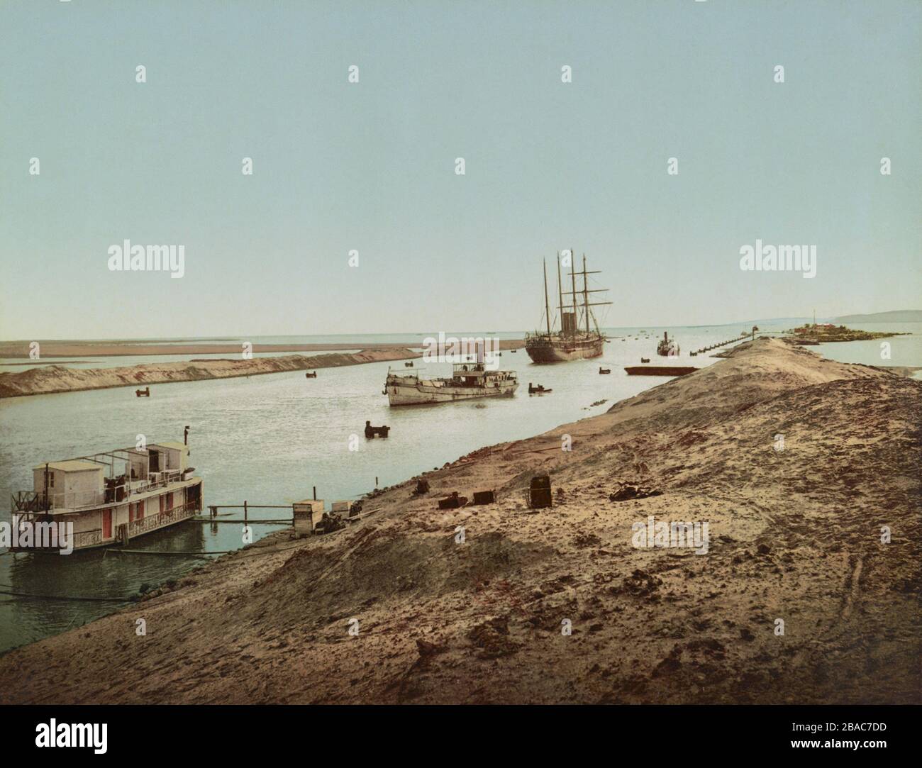 Suez Canal at the entrance to the Great Bitter Lake and Little Bitter