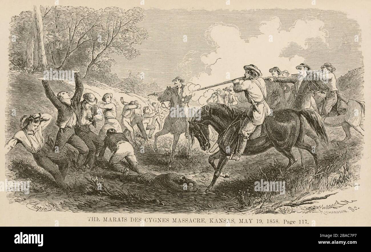 The Maris des Cygnes Massacre, Kansas, May 19, 1858. About 30 Missouri