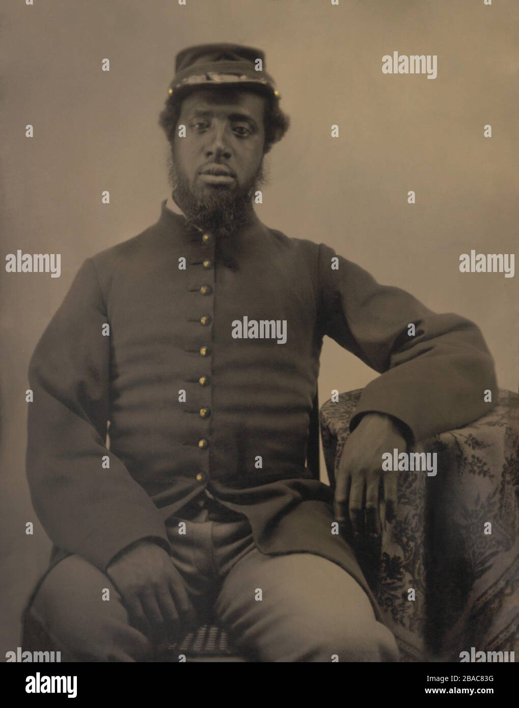 African American soldier in Civil War Union uniform, during the US