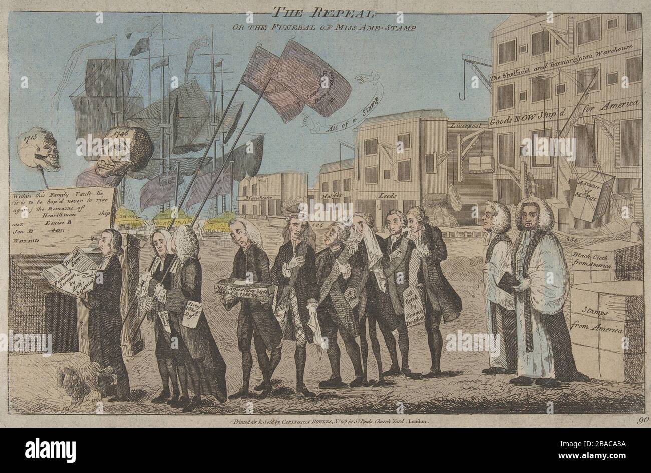 British cartoon, 'The Repeal, or the Funeral Procession of Miss America