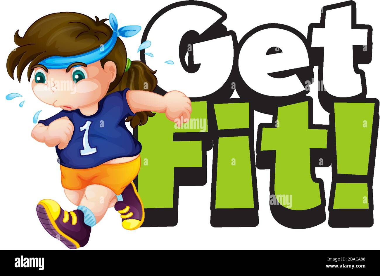 Font design for word get fit with girl running illustration Stock