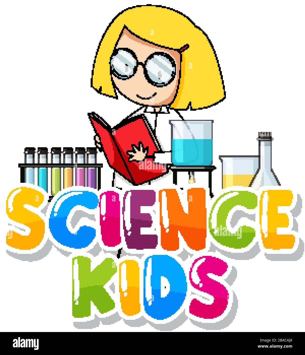 Font design for word science kids with kid in the lab illustration ...