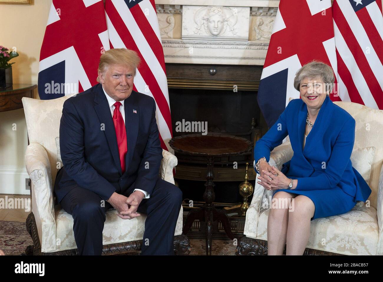 President Donald Trump meets with British Prime Minister, Theresa May, at No. 10 Downing Street, London, June 4, 2019  (BSLOC 2019 6 212) Stock Photo