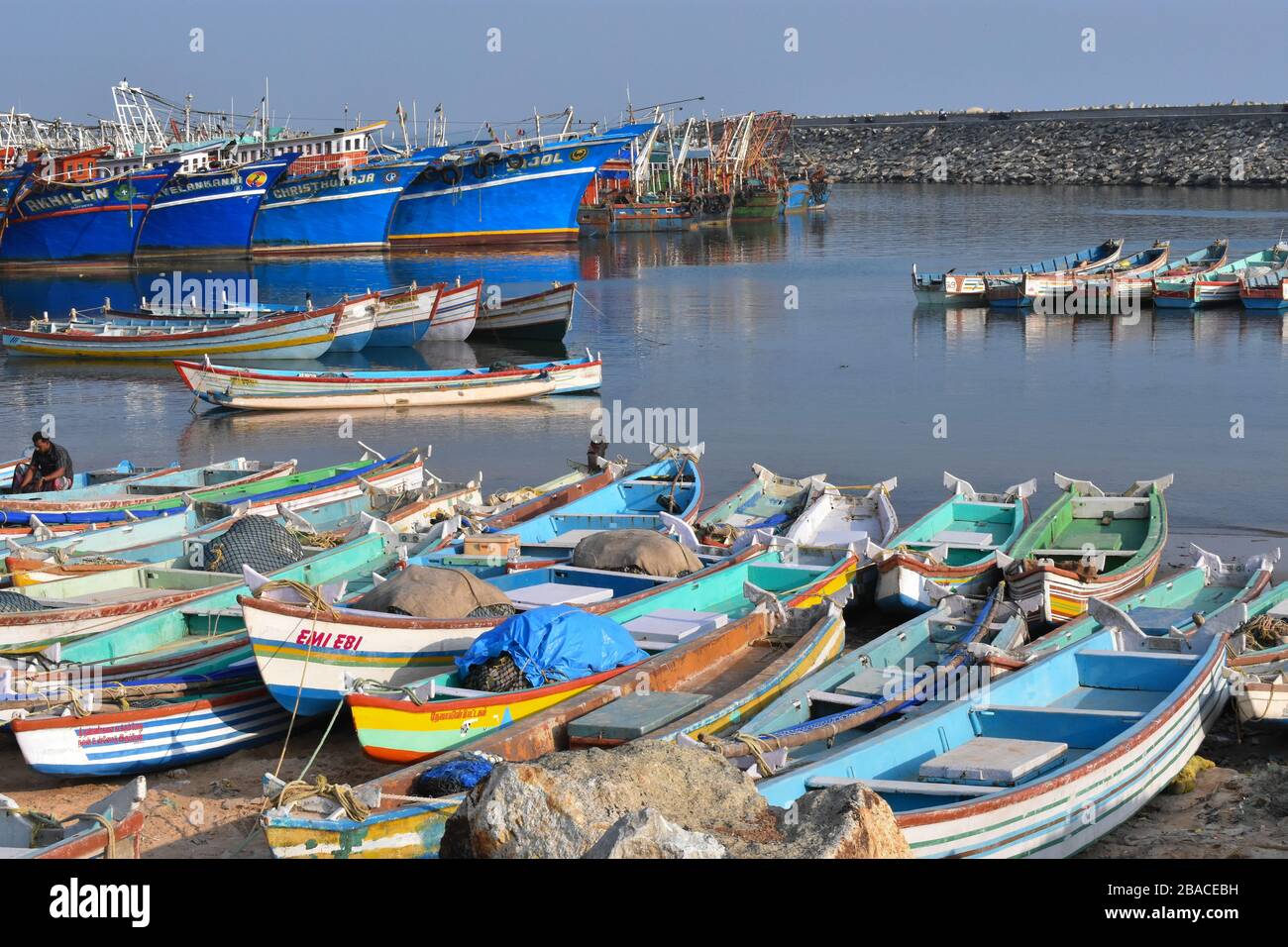 Colachel fishing harbour Stock Photo