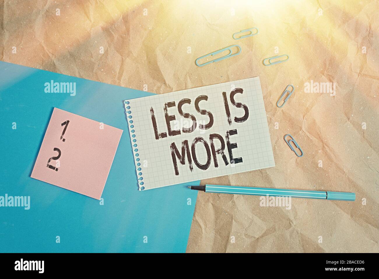 Handwriting text writing Less Is More. Conceptual photo used to express ...