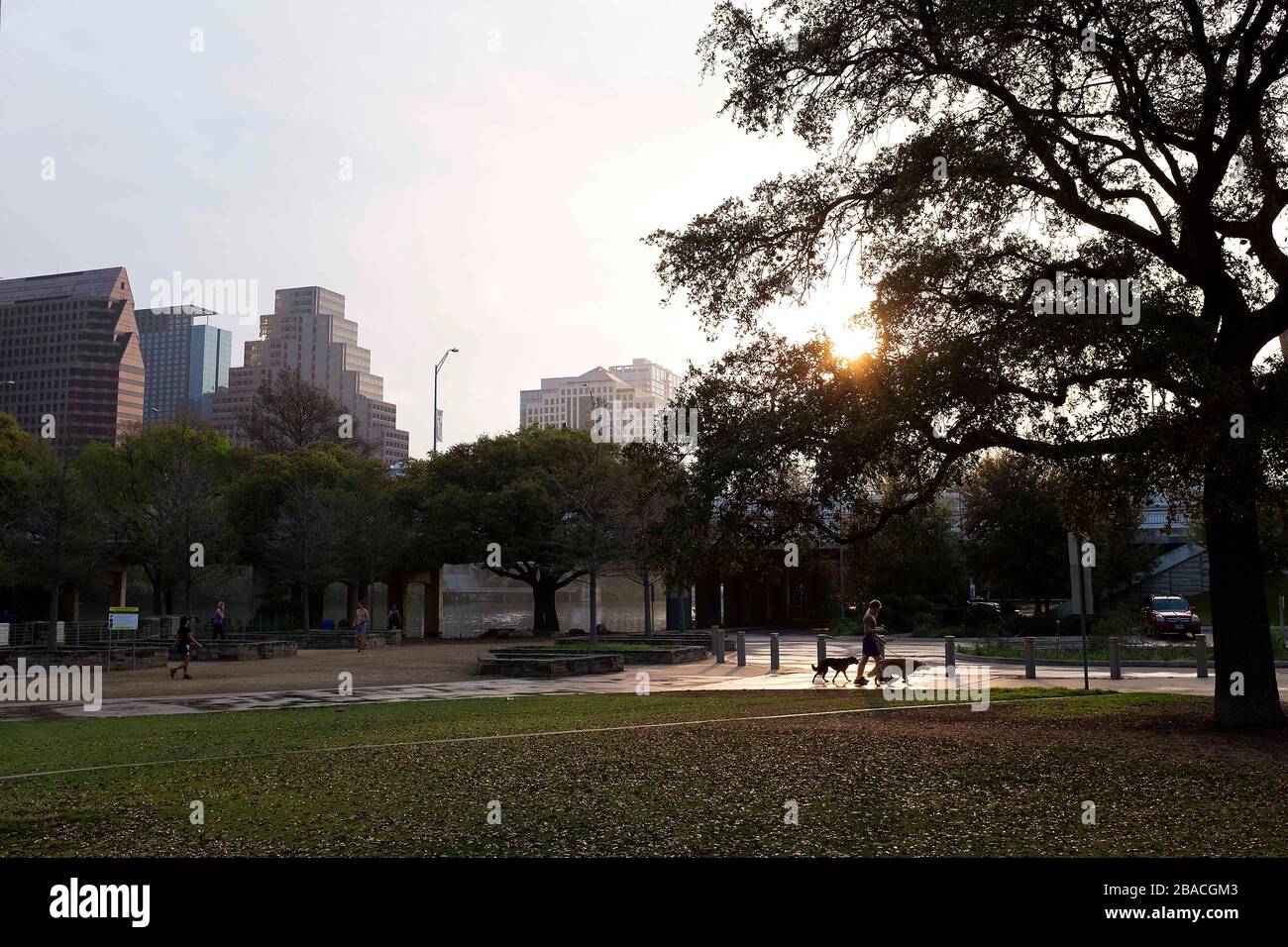 March 26, 2020: The world wide Pandemic Covid-19 impacts daily exercise activities at the Hike and Bike trail on Lady Bird Lake where hundreds of runners, walkers, and bikes would be exercising every morning. Austin, Texas. Mario Cantu/CSM Stock Photo