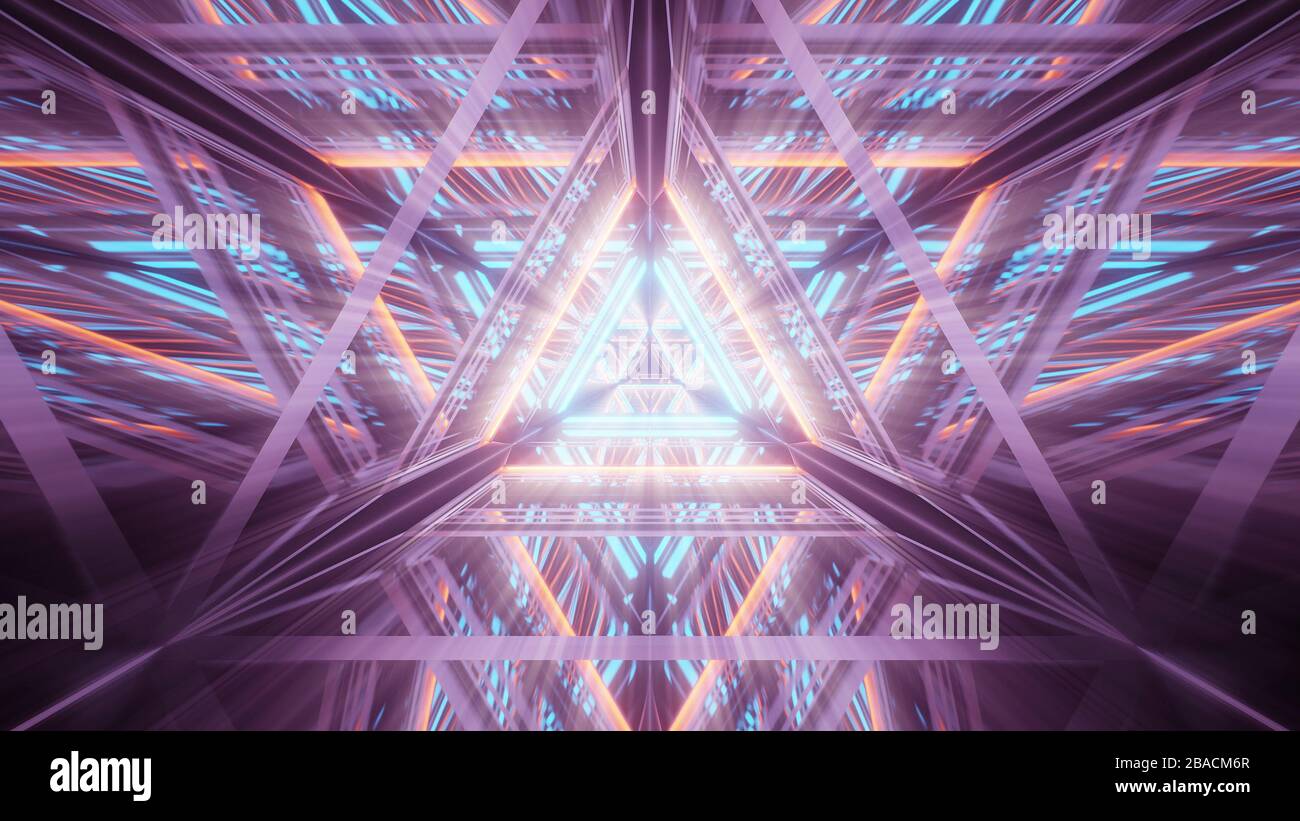 Premium Photo  Cosmic neon triangles shapes in space 3d render