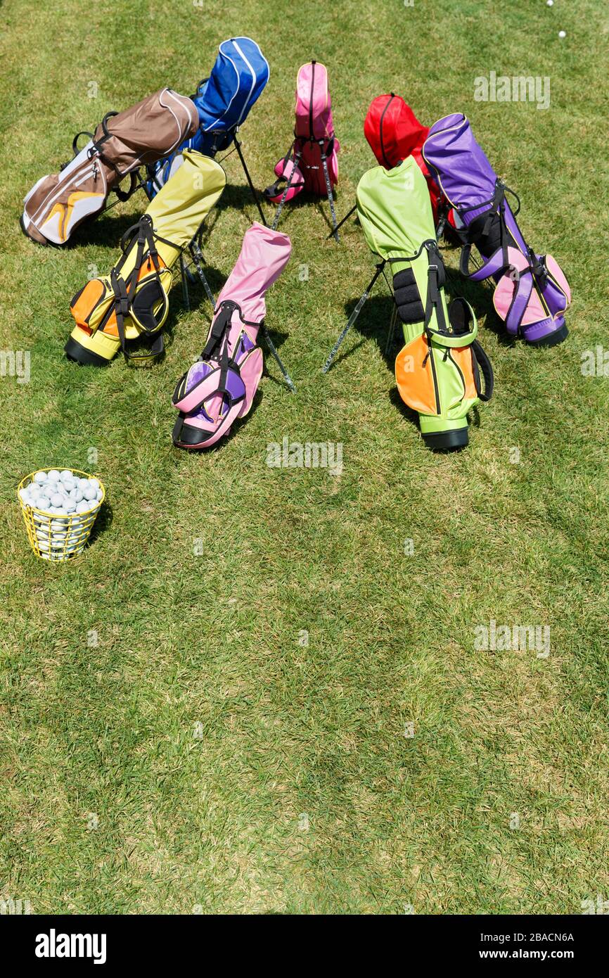 Colorful children's golf bag Stock Photo Alamy