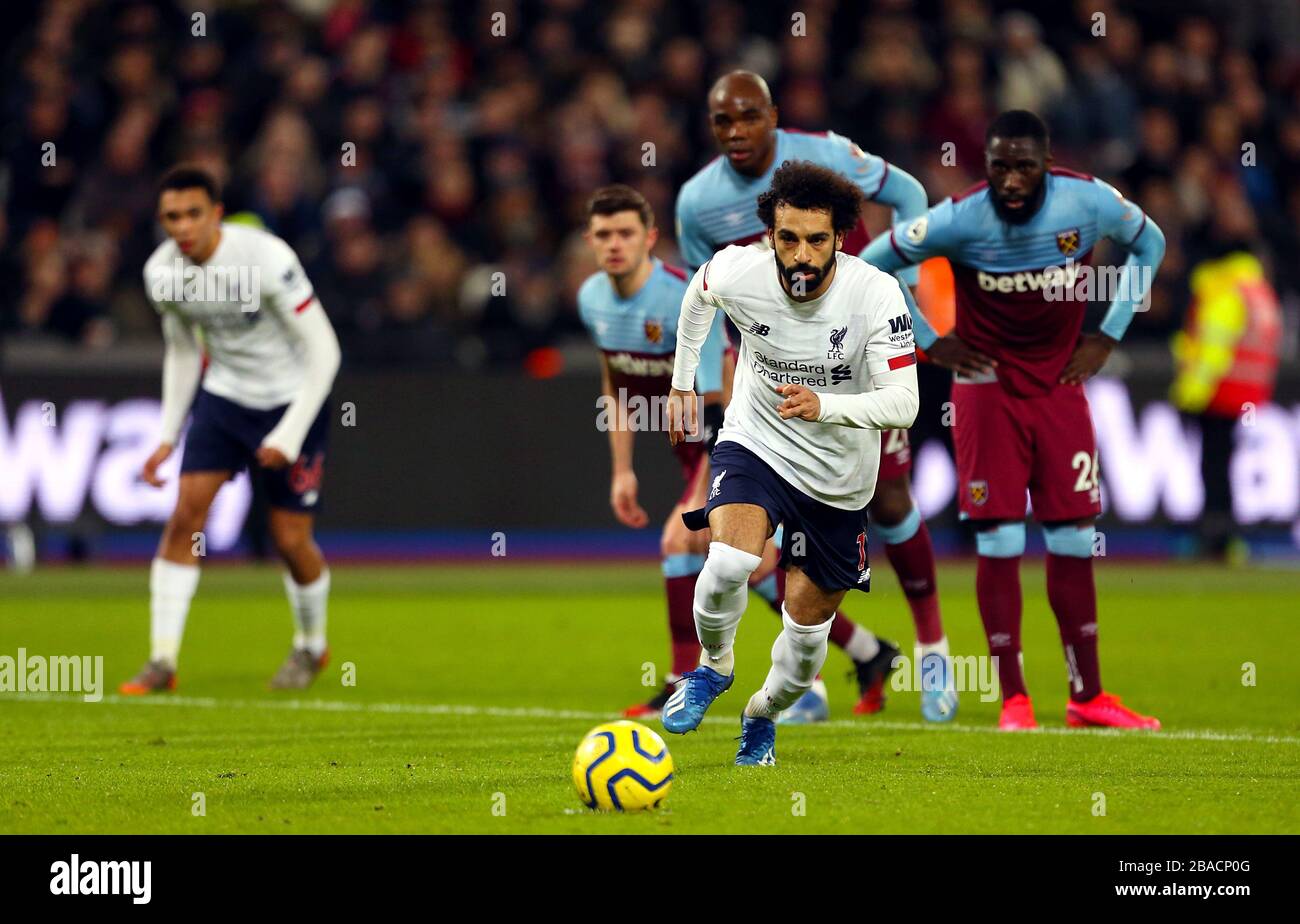 Liverpool's Mohamed Salah before taking a penalty Stock Photo