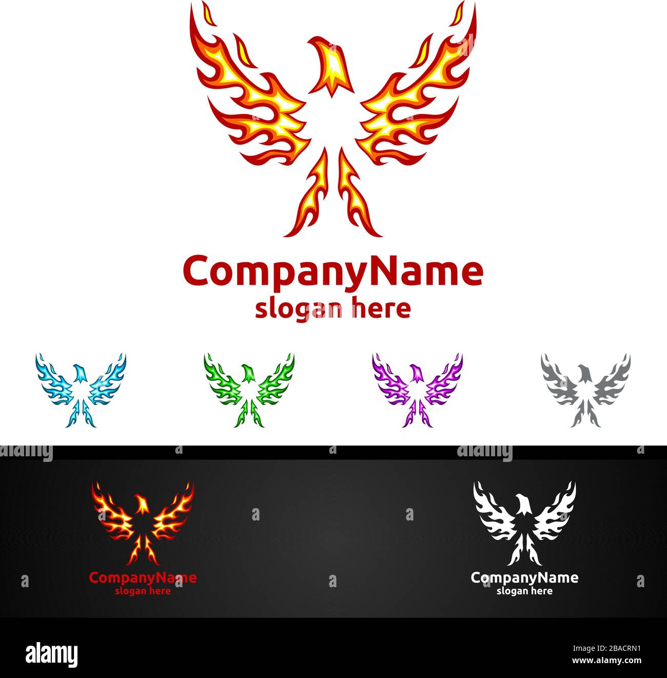 Eagle Logo with Fire and Flame Concept Vector Design Stock Vector