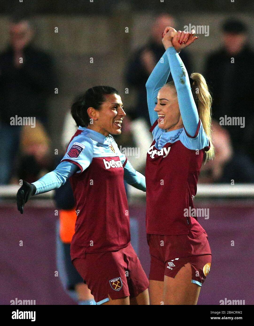 West Ham United's Alisha Lehmann (right) celebrates after scoring her side's second goal of the game Stock Photo