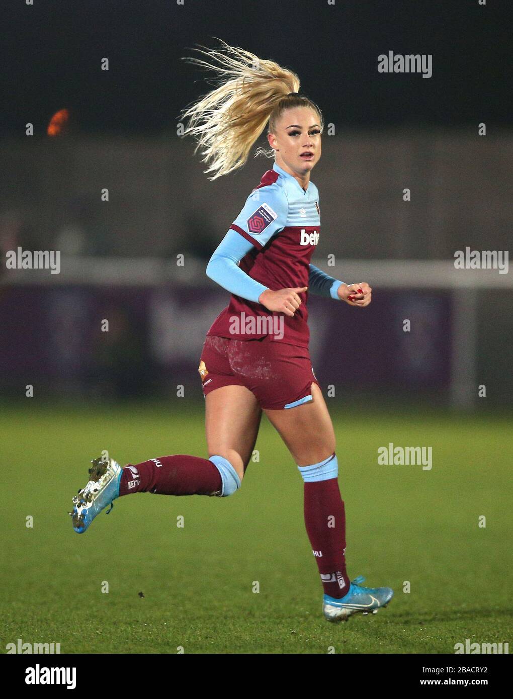 West Ham United's Alisha Lehmann scored both of her sides goals against Brighton and Hove Albion Stock Photo