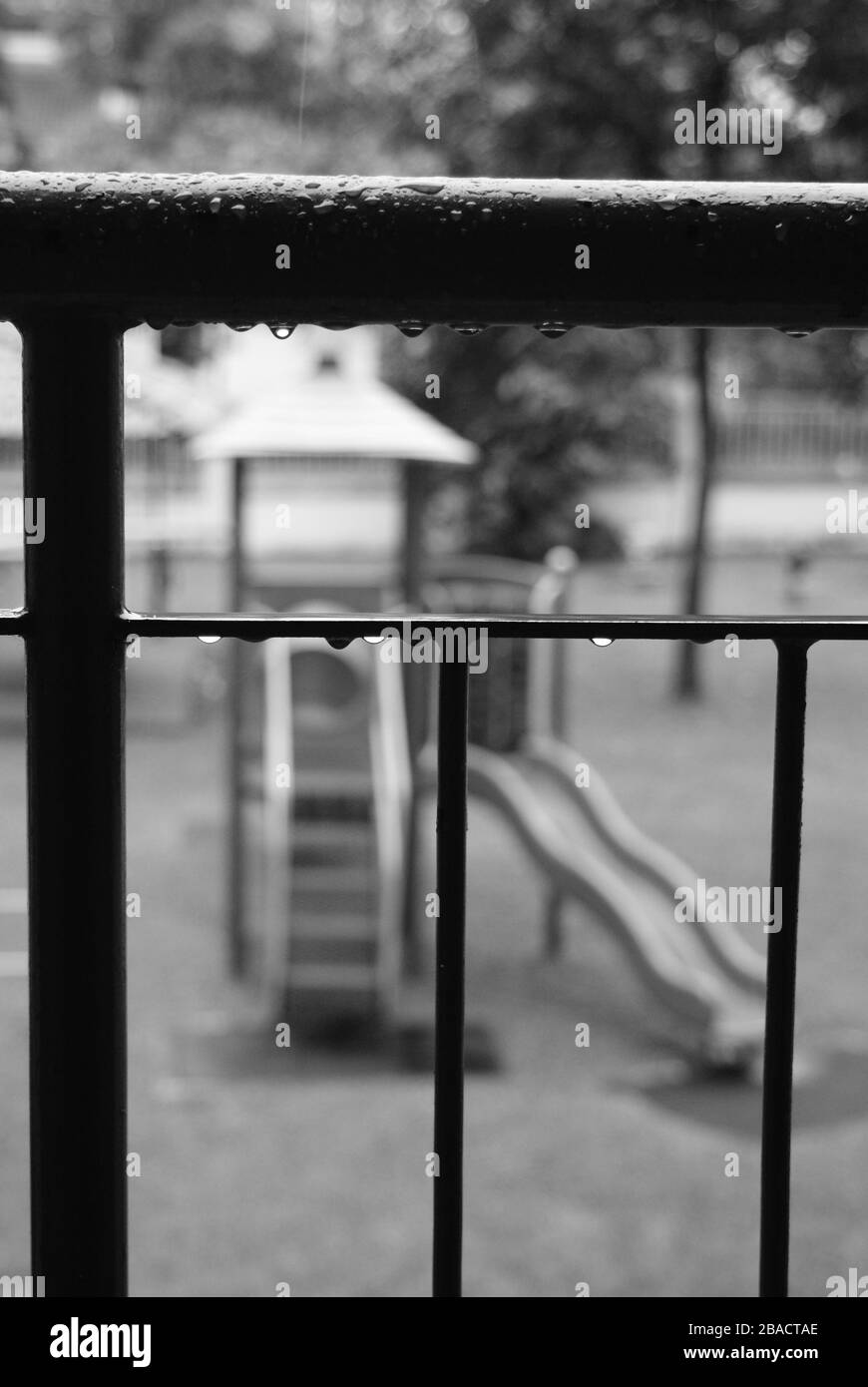 After rain overlooking to playground Stock Photo