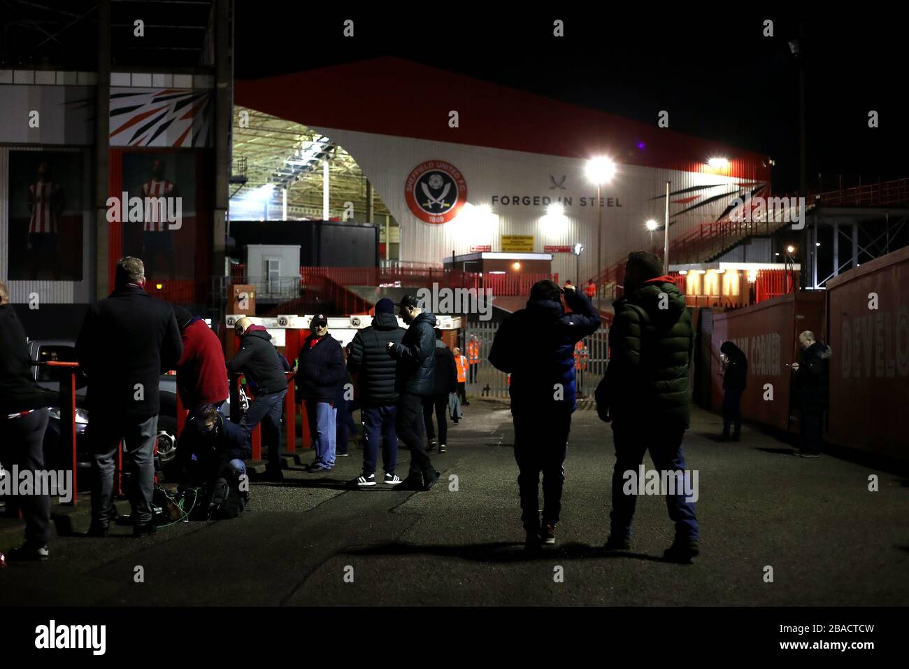 Fans arrive at Bramall Lane ahead of the match Stock Photo