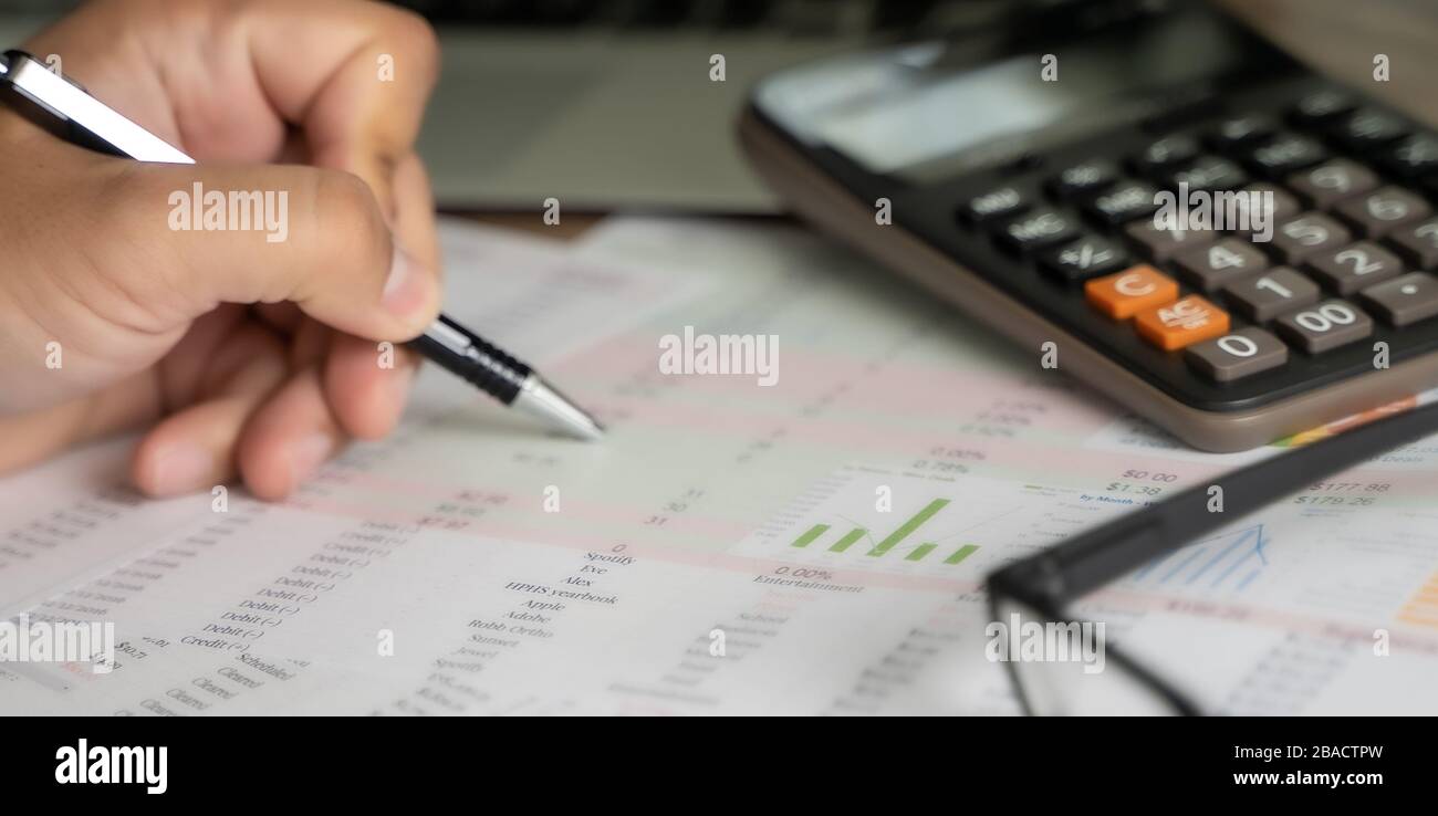 Accounting analysis businessman hand working Strategy Research ...