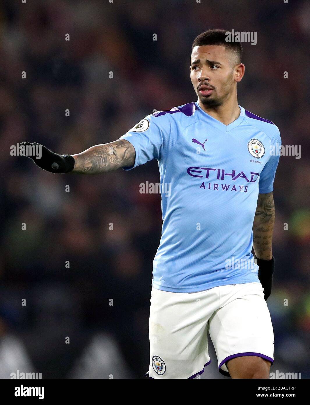 Manchester City's Gabriel Jesus gestures to his teammates Stock Photo