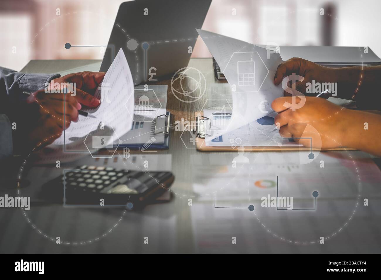Financial report data of business technology digital Business Analytics Key Performance Stock Photo