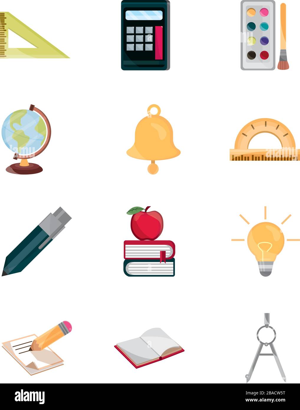 education supply study school stationery icons set vector illustration ...