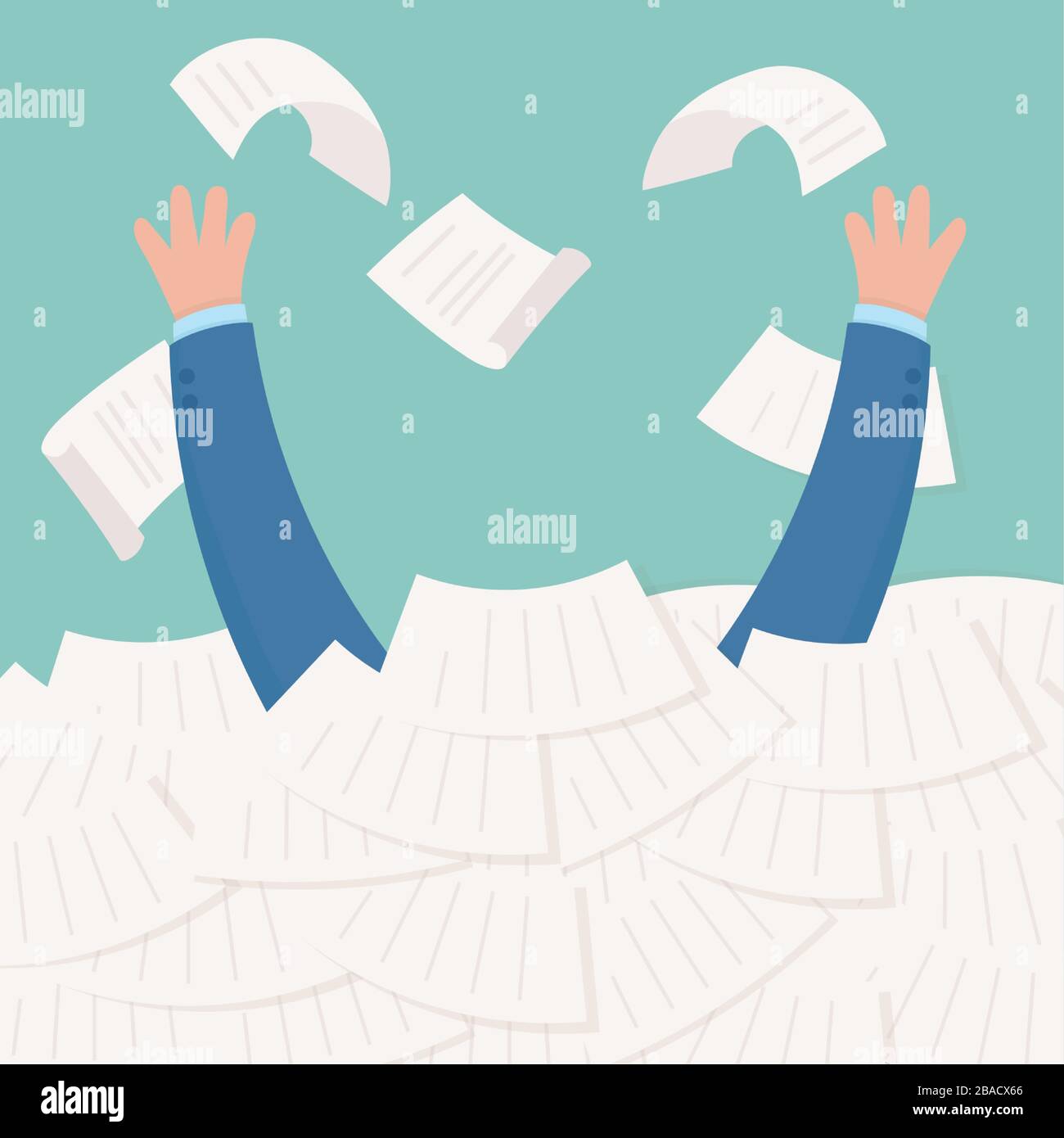 hands under paperwork employee overwork stress vector illustration ...
