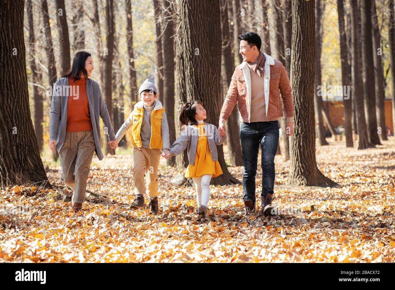 Happy families play outdoors Stock Photo Alamy