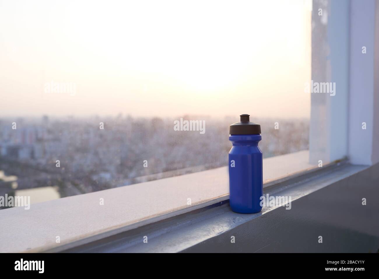 Bottle water window view light Stock Photo