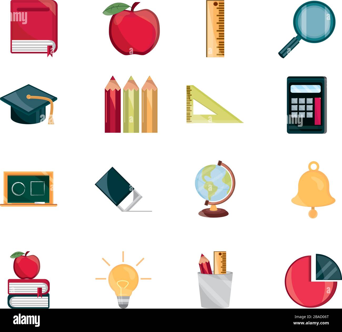 education supply study school stationery icons set vector illustration ...