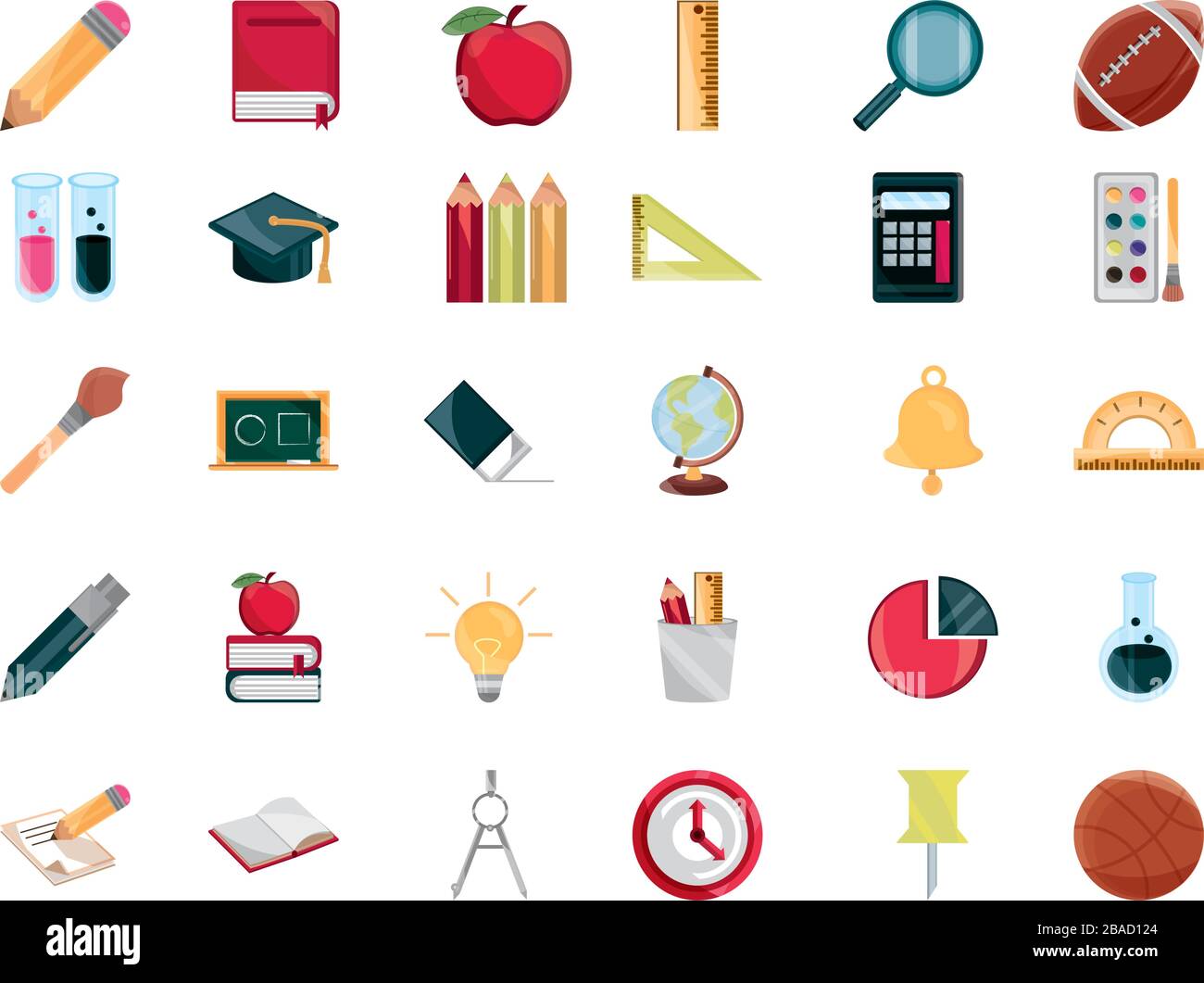 education supply study school stationery icons set vector illustration ...