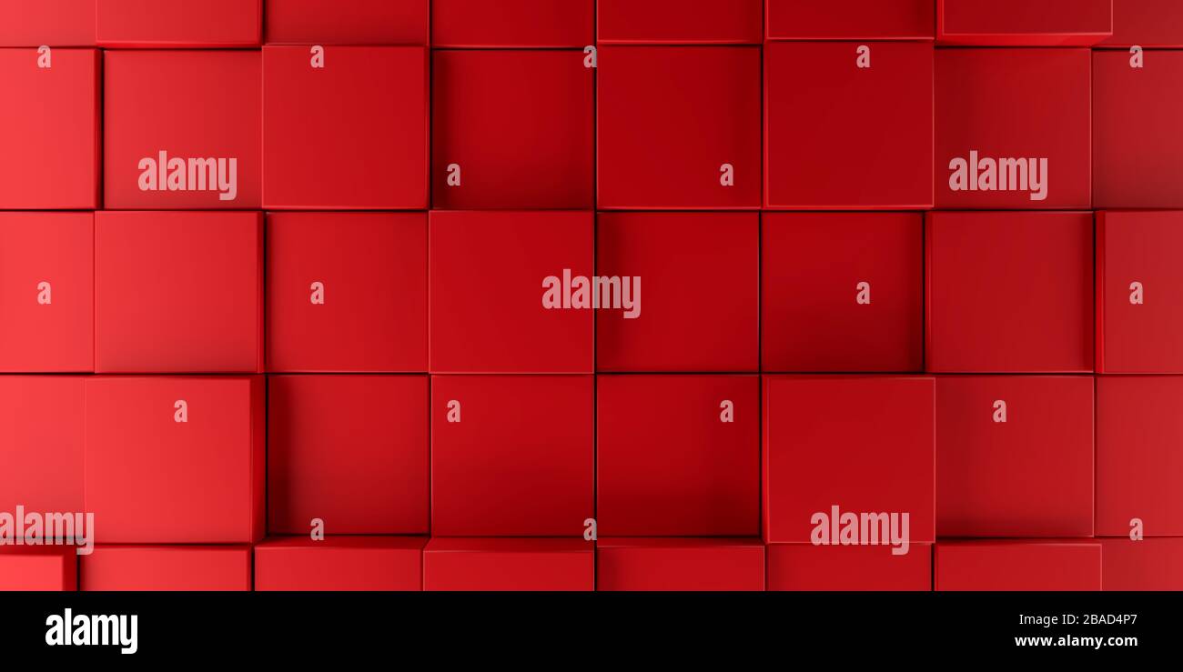Abstract modern background with red cubes , 3d rendering Stock Photo