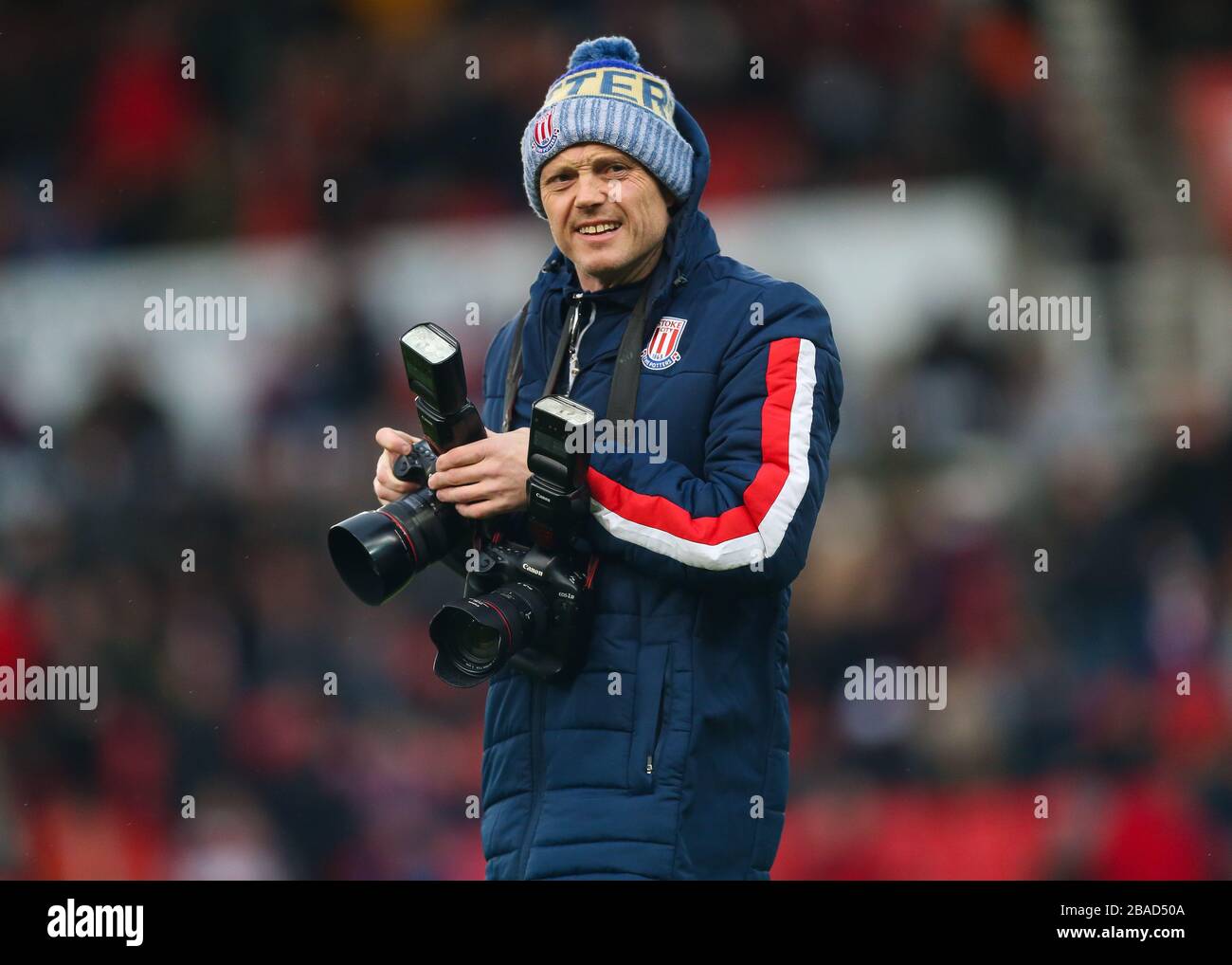 Stoke City club photographer Phil Greig at work Stock Photo
